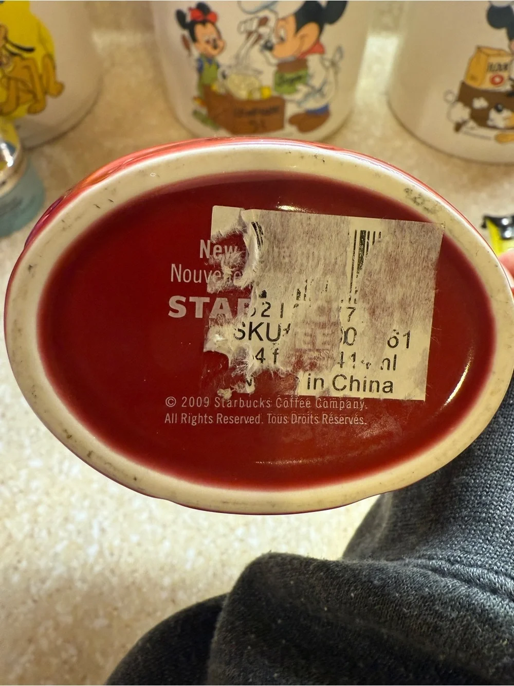 Starbucks Red Embossed Floral Ceramic Coffee Mug 2009